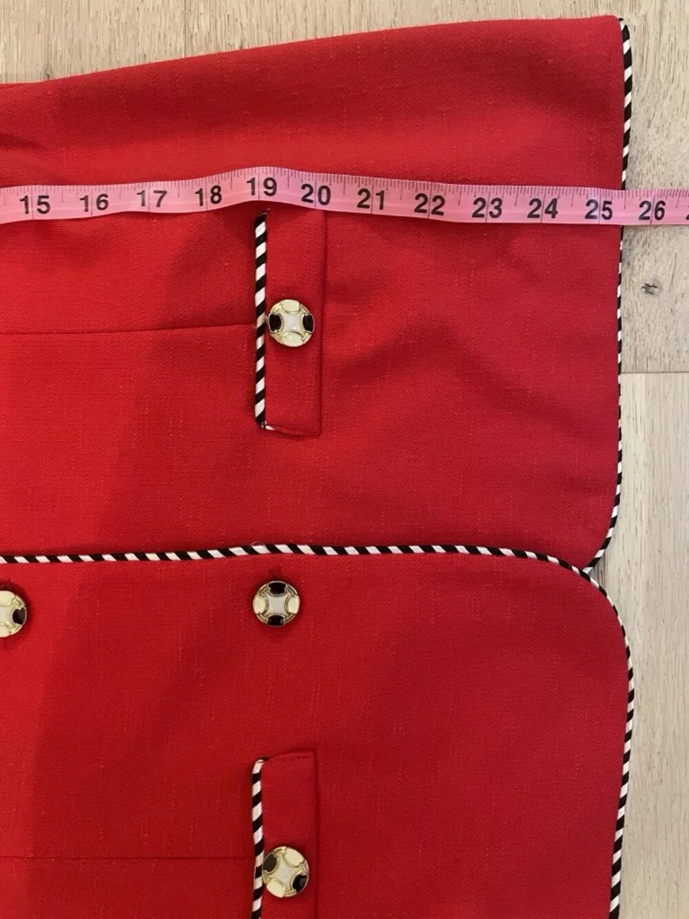 Vintage Red Suit Jacket Blazer, Striped Trim, Retro Dressy Buttons Old Money, 12